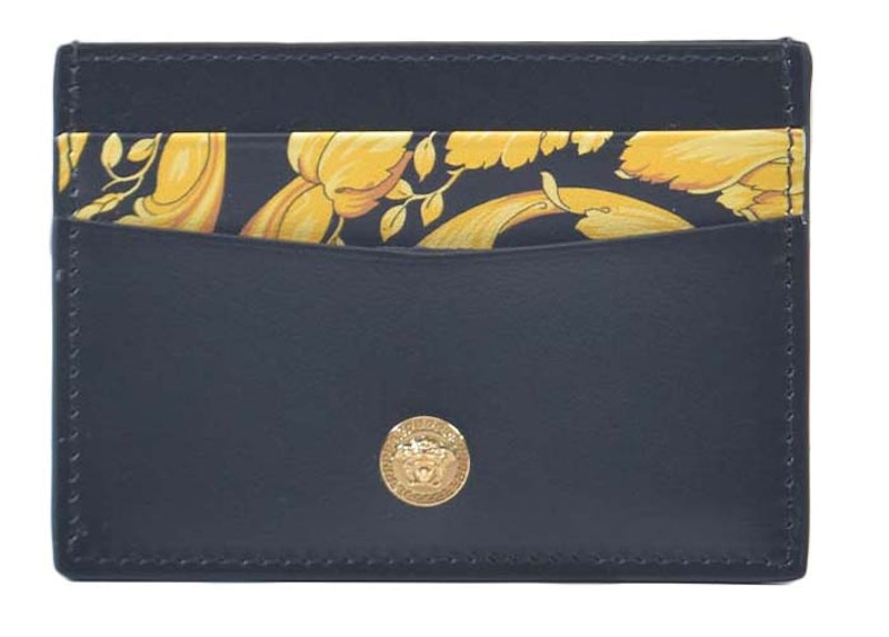 Versace Barocco Print La Medusa Card Holder Black/Gold
