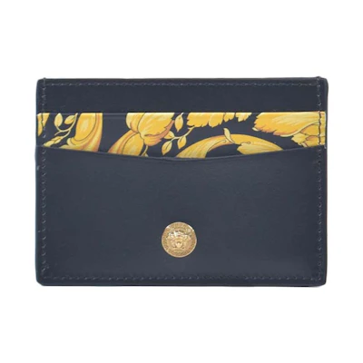 Versace Barocco Print La Medusa Card Holder Black/Gold