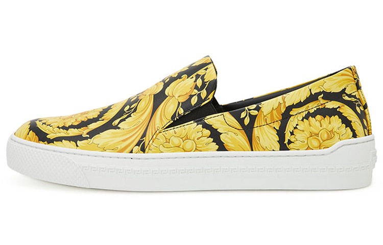Versace Barocco Print Slip-On 'Black Yellow'