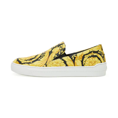 Versace Barocco Print Slip-On 'Black Yellow'