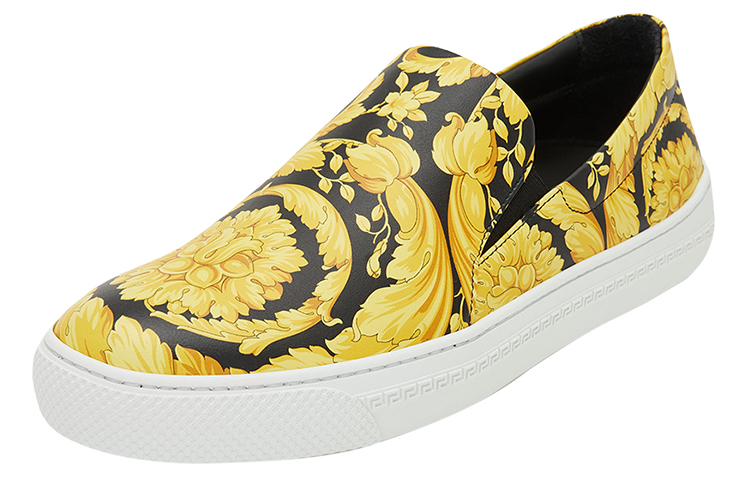Versace Barocco Print Slip-On 'Black Yellow' 圖 2
