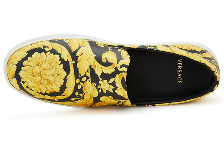 Versace Barocco Print Slip-On 'Black Yellow' 圖 3