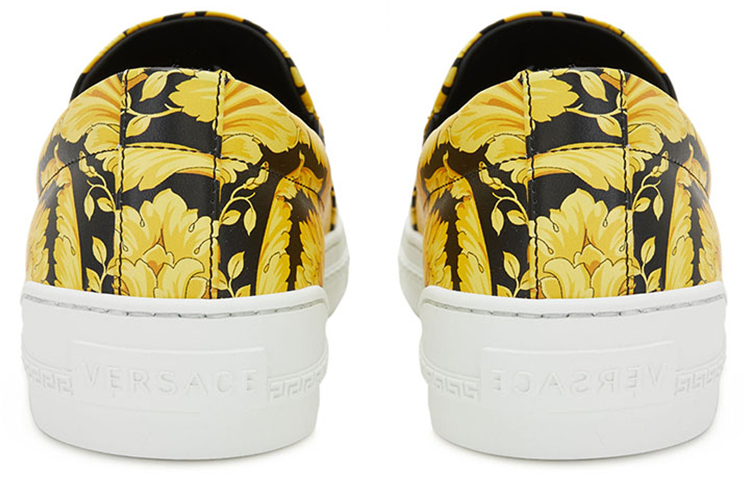 Versace Barocco Print Slip-On 'Black Yellow' 圖 4