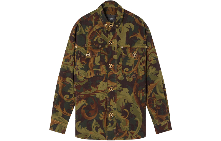 Versace Baroccoflage Print Loose Fit Jacket Green A89315-1A00617-5G090