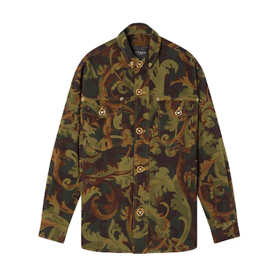 Versace Baroccoflage Print Loose Fit Jacket Green A89315-1A00617-5G090