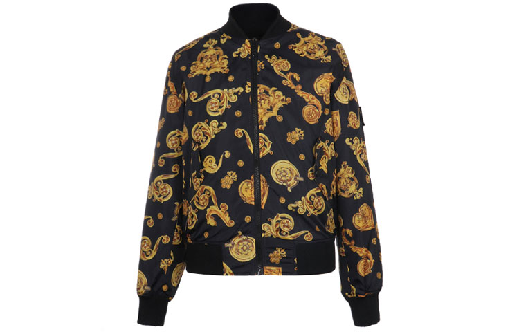 Versace Baroque Pattern Zip-Up Reversible Jacket Black Menswear C1GVB9B7-25115-899