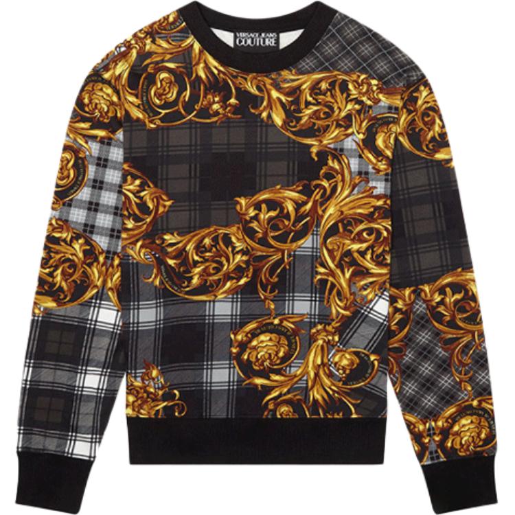 Versace Baroque Print Checkered Sweatshirt Black E71GAI-3R610-672