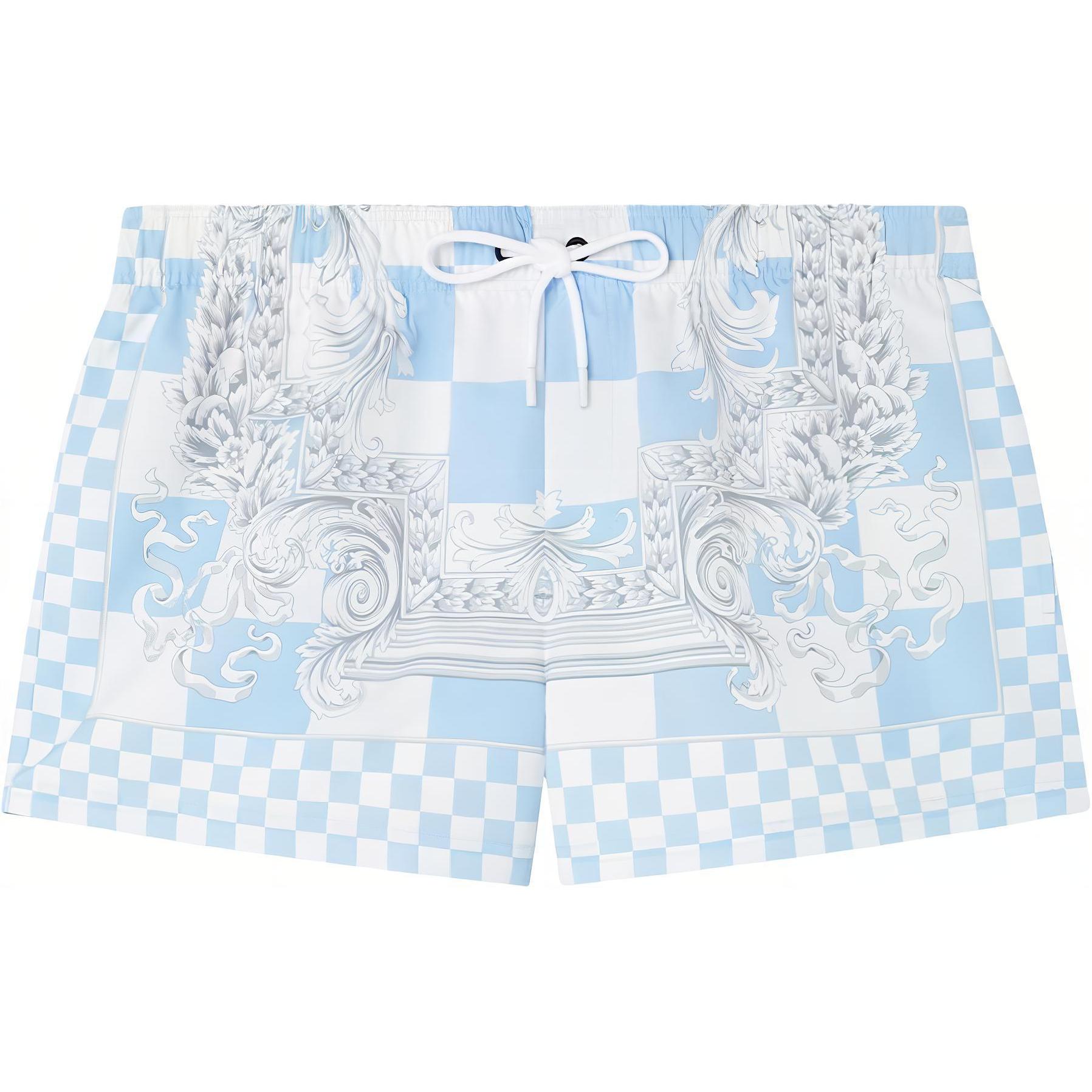 VERSACE Baroque Print Colorblock Swim Shorts  Light Blue 10025161A106735X500
