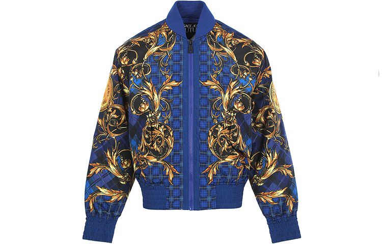 Versace Baroque Print Colorblock Zip Jacket Men’s Blue 71GAS421-CQS06-G42