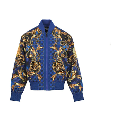 Versace Baroque Print Colorblock Zip Jacket Men’s Blue 71GAS421-CQS06-G42