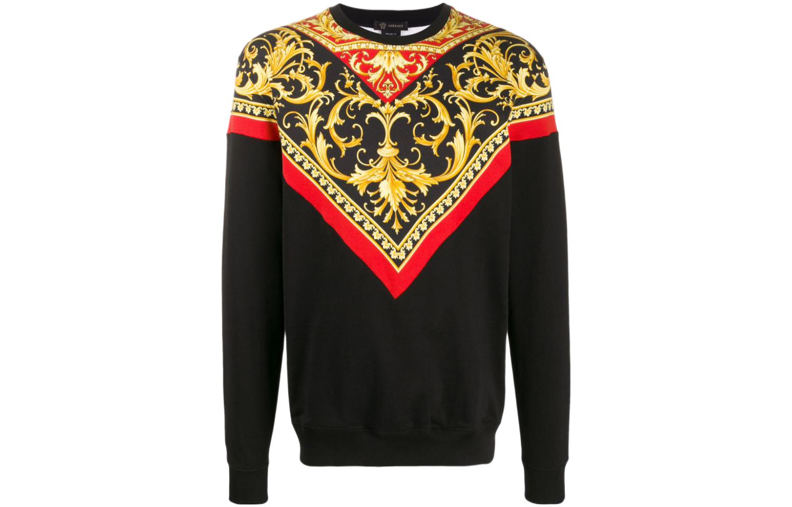 Versace Baroque Print Crewneck Pullover Sweatshirt Black A85316-A232536-A7207