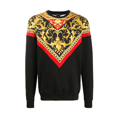 Versace Baroque Print Crewneck Pullover Sweatshirt Black A85316-A232536-A7207