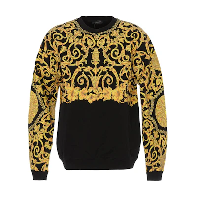 Versace Baroque Print Crewneck Pullover Sweatshirt Men’s Yellow Black A81933-A227994-A708