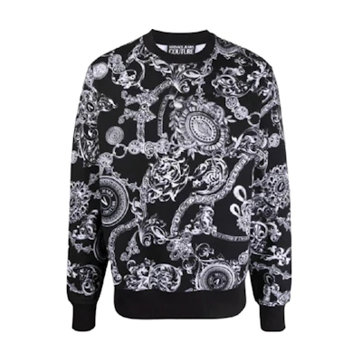 Versace Baroque Print Crewneck Sweatshirt Black 71GAI3R0-FS004-899