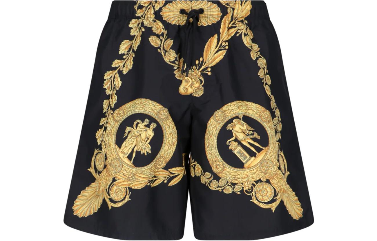 Order VERSACE Baroque Print Drawstring Casual Shorts Men’s Black. 1002517-1A06990-5B000