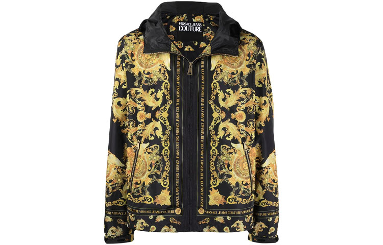 Versace Baroque Print Hooded Jacket Black EC1GWA9A-8E2518-8899