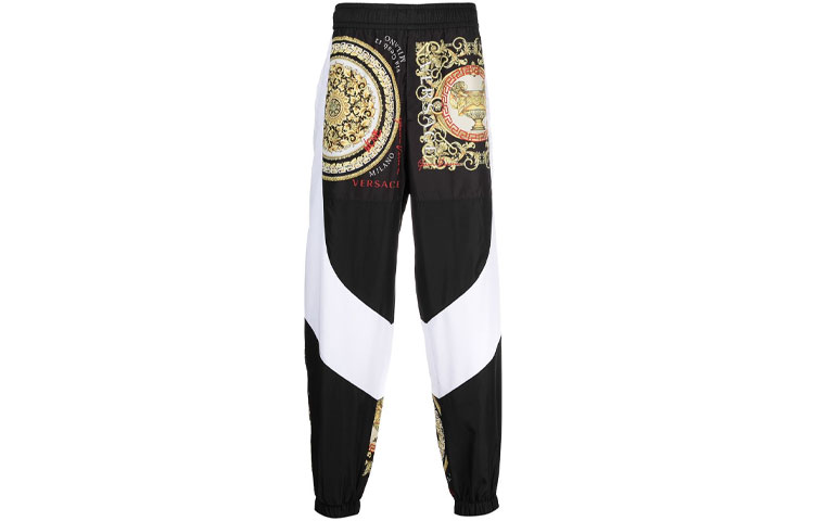 Order VERSACE Celana Jogger Knit Motif Baroque Hitam A885391-F006132-B020