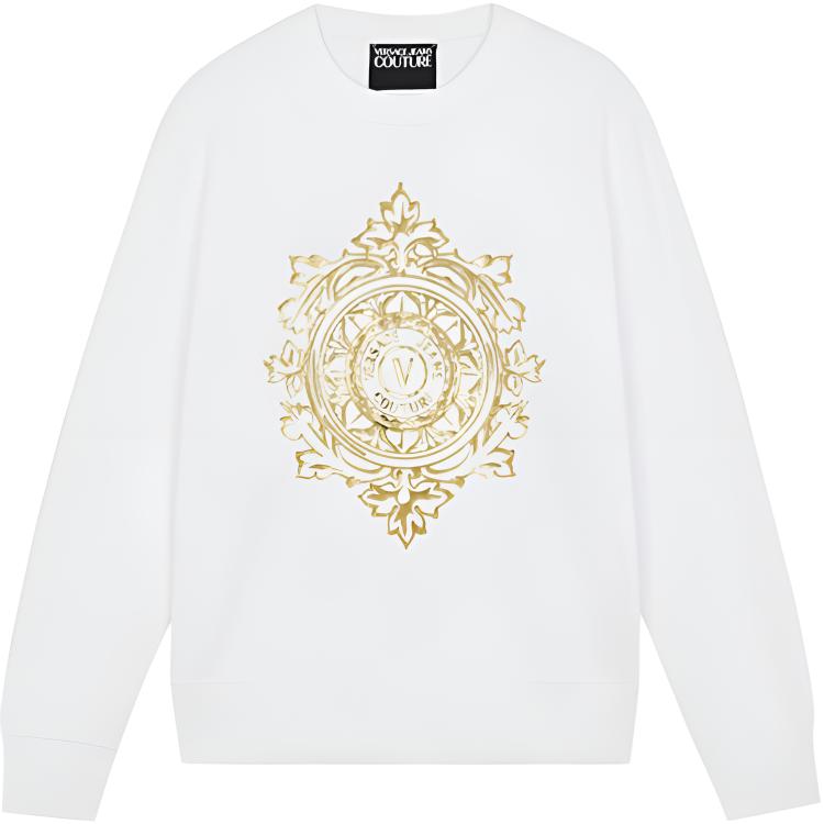 Versace Baroque Print Long-Sleeve Crewneck Sweatshirt White E71GAIF05-ECF00F-2EG03