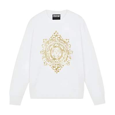 Versace Baroque Print Long-Sleeve Crewneck Sweatshirt White E71GAIF05-ECF00F-2EG03