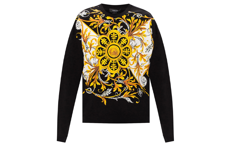 Order Sudadera Negra de Manga Larga con Estampado Barroco de Versace A87477-A231242-A1008
