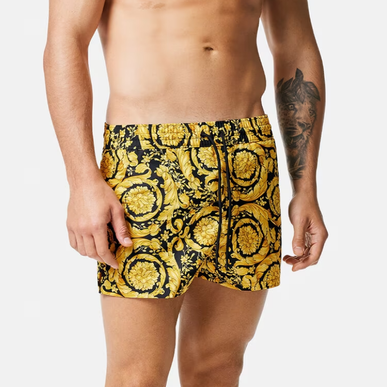 Sizing VERSACE 巴洛克印花中腰直筒短褲 ABU05020-A233170-A7900