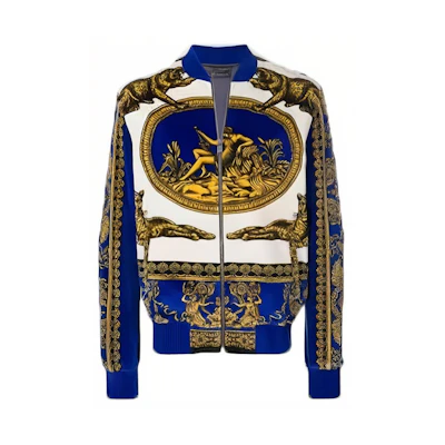 Versace Baroque Print Zip-Up Baseball Collar Jacket Floral A78747-A226638-A48J