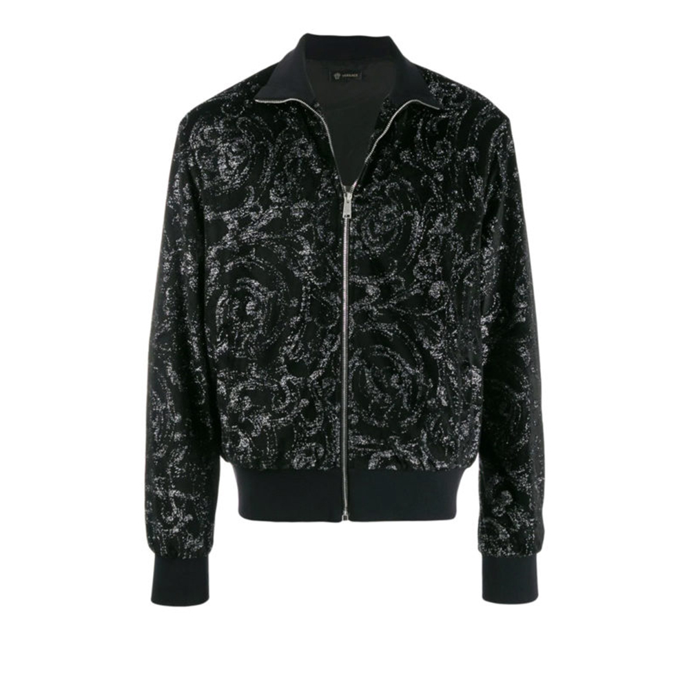 Versace Baroque Print Zip-Up Bomber Jacket Men’s Black A83465-A230517-A48V