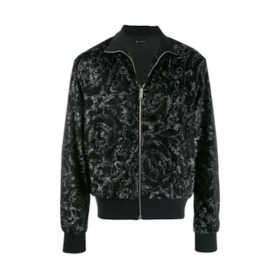 Versace Baroque Print Zip-Up Bomber Jacket Men’s Black A83465-A230517-A48V