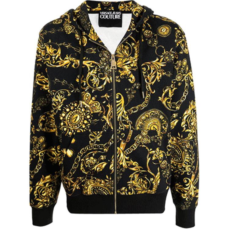 Versace Baroque Print Zip-Up Hoodie Jacket - Black E71GAI3Z0EF-S002E-G89