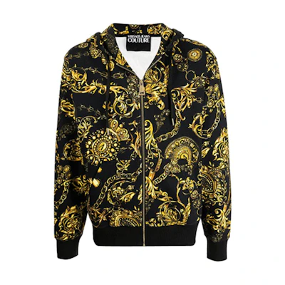Versace Baroque Print Zip-Up Hoodie Jacket - Black E71GAI3Z0EF-S002E-G89