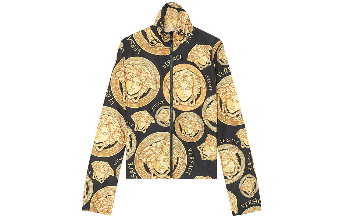 Versace Baroque Print Zip-Up Jacket Gold Long Sleeve A88427-1F00539-5B000