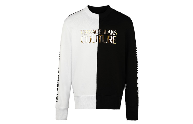 Versace Black and White Floral Crewneck Pullover Sweatshirt Men B7GVA7GD-30325-899