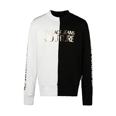 Versace Black and White Floral Crewneck Pullover Sweatshirt Men B7GVA7GD-30325-899