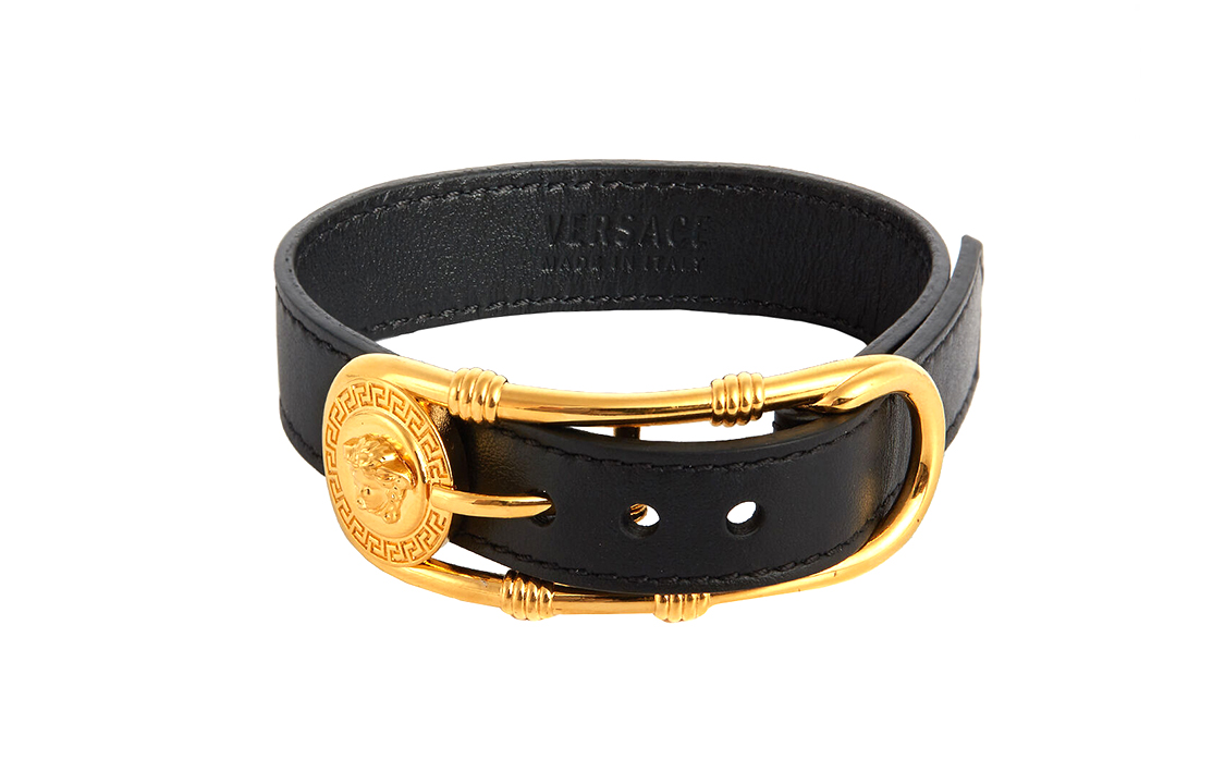 Versace Black Bracelet with Soft Leather & Metal Buckle DG08030-DMTN-D41OH