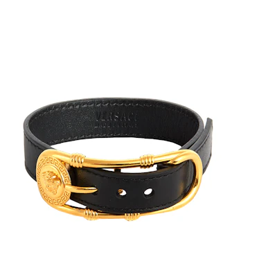 Versace Black Bracelet with Soft Leather & Metal Buckle DG08030-DMTN-D41OH