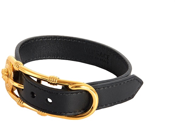 Versace 黑色軟皮革金屬扣飾手環 DG08030-DMTN-D41OH Lookbook Versace 黑色軟皮革金屬扣飾手環 DG08030-DMTN-D41OH