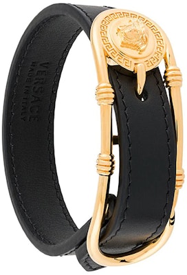 Versace 黑色軟皮革金屬扣飾手環 DG08030-DMTN-D41OH Shop Versace 黑色軟皮革金屬扣飾手環 DG08030-DMTN-D41OH