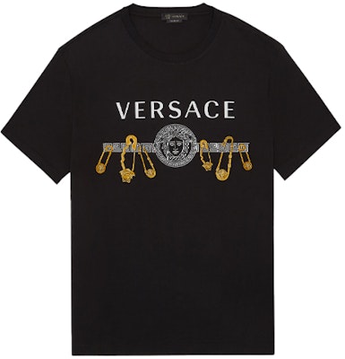 VERSACE Camiseta Negra Casual de Cuello Redondo con Logo Impreso. A85159-A228806-A2003 Buy VERSACE Camiseta Negra Casual de Cuello Redondo con Logo Impreso. A85159-A228806-A2003
