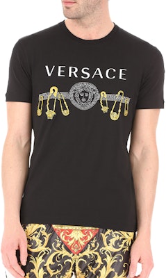 VERSACE Camiseta Negra Casual de Cuello Redondo con Logo Impreso. A85159-A228806-A2003 Purchase VERSACE Camiseta Negra Casual de Cuello Redondo con Logo Impreso. A85159-A228806-A2003