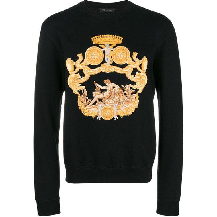 Versace Black Cotton Angel Embroidered Sweatshirt A80034-A226516-A008