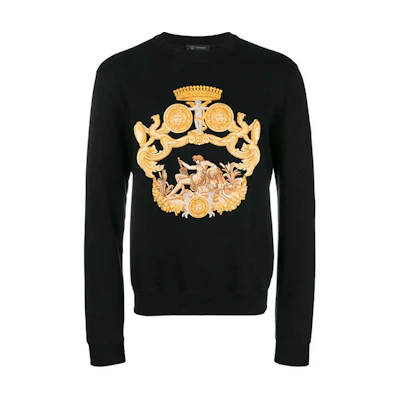 Versace Black Cotton Angel Embroidered Sweatshirt A80034-A226516-A008