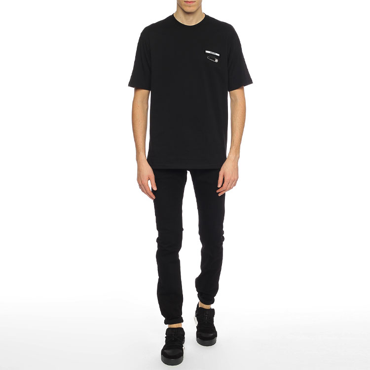 VERSACE Black Cotton Crewneck T-Shirt with Safety Pin Decoration BU90489-BJ10289-B1008 圖 5