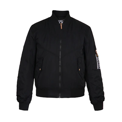 Versace Black Cotton Jacket with Letter Logo Print C1GUA908-25013-899