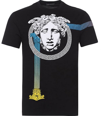 VERSACE Black Cotton Medusa Logo Crewneck T-Shirt A81954-A224589-A008 Order VERSACE Black Cotton Medusa Logo Crewneck T-Shirt A81954-A224589-A008