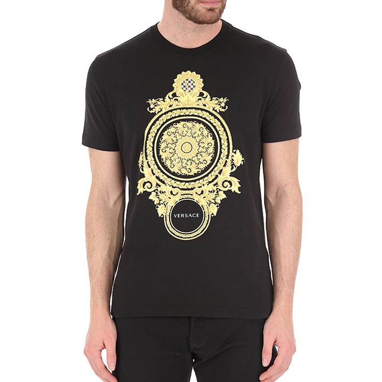 VERSACE Black Crew Neck T-Shirt with Graphic Print A85169-A228806-A1008 圖 4