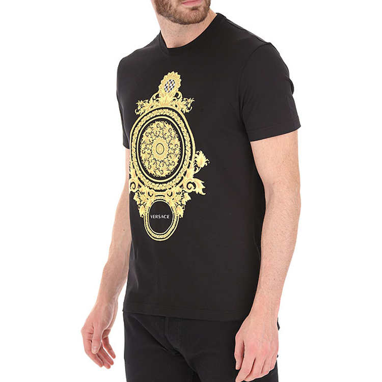VERSACE Black Crew Neck T-Shirt with Graphic Print A85169-A228806-A1008 圖 5