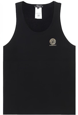 Versace Hitam Tank Top Leher Bulat dengan Cetakan Logo. AUU01012-A232741-A1008 Buy Versace Hitam Tank Top Leher Bulat dengan Cetakan Logo. AUU01012-A232741-A1008