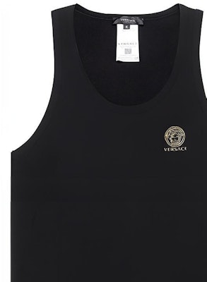 Versace Hitam Tank Top Leher Bulat dengan Cetakan Logo. AUU01012-A232741-A1008 Details for Versace Hitam Tank Top Leher Bulat dengan Cetakan Logo. AUU01012-A232741-A1008