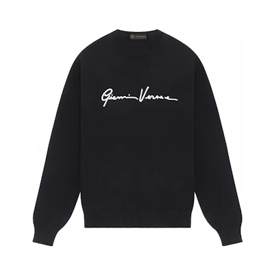 VERSACE Black Crewneck Embroidered Knit Sweater A85006-A232493-A1008