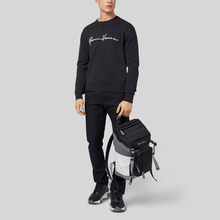 Lookbook VERSACE 黑色刺繡針織圓領毛衣 A85006-A232493-A1008